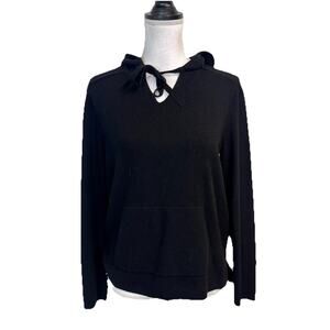 Banana Republic Pullover Sweater Hoodie size Small Black Kangaroo Pocket Boho